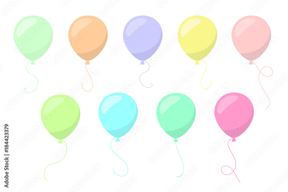 Vector Multicolored Colorful Balloons Set