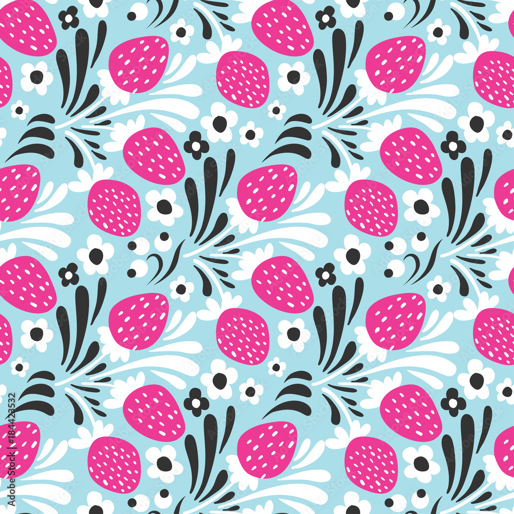 Strawberry. Seamless pattern. Strawberry. Seamless pattern.