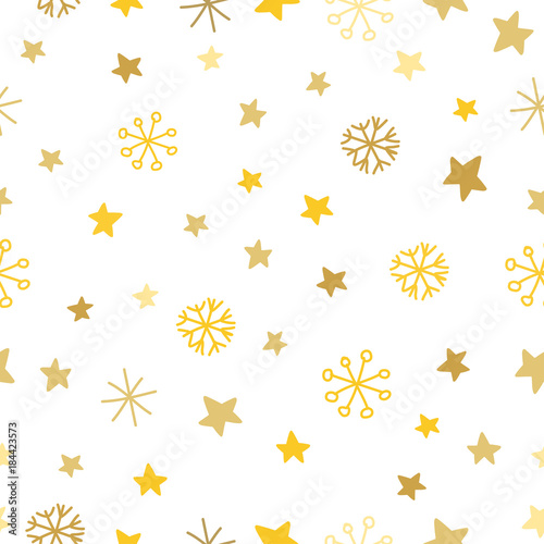 Stylish seamless snowflake pattern. Vector background with hand drawn snowflakes and spots in pastel colors