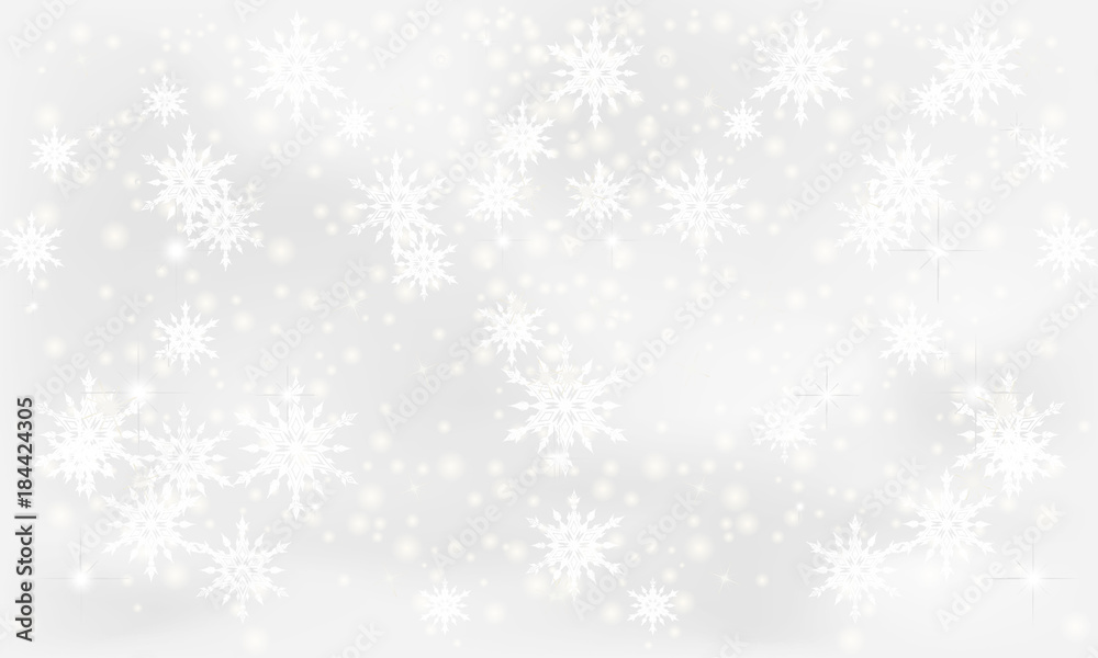 Elegant white background with snowfalls, vector