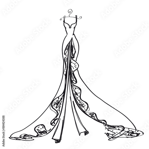 wedding dress design, black and white