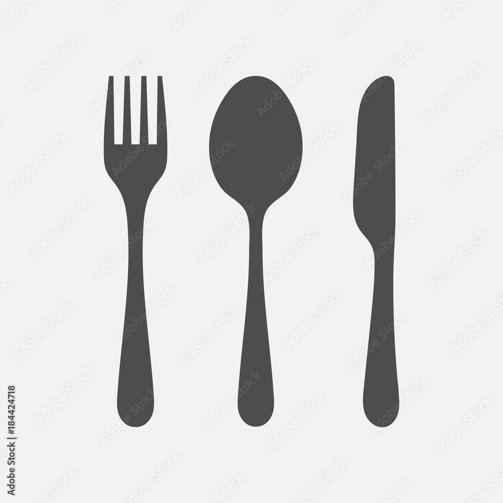 Fork, spoon and knife icon Fork, spoon and knife icon