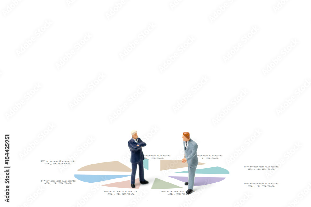 Businessman standing with chart on white background Businessman standing with chart on white background