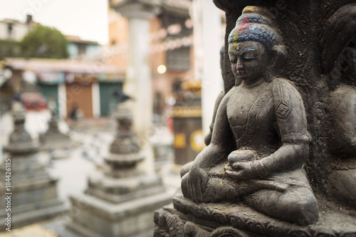 Buddha statue in a middle of a temple in Kathmandu  Nepal