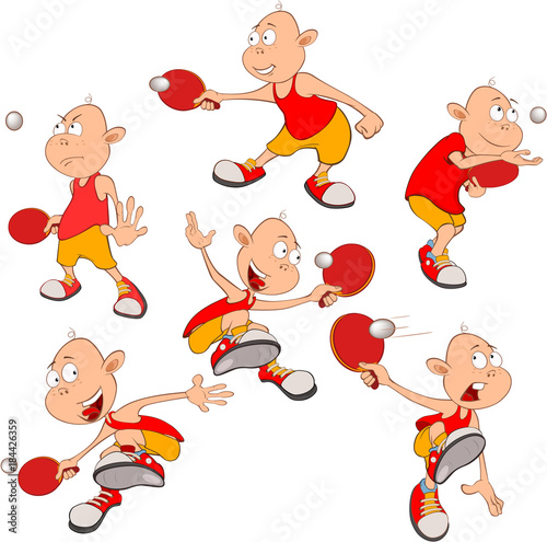 Illustration of Cute Little Boys. Table Tennis