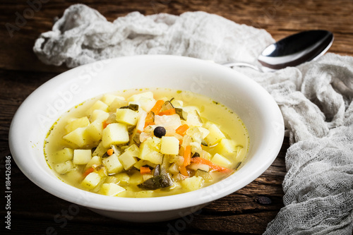 Cucumber soup with vegetables. photo