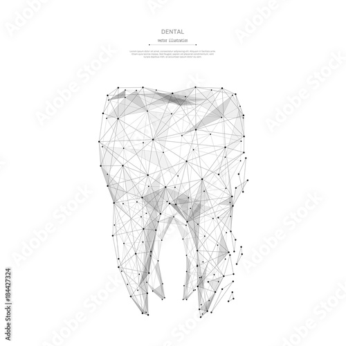 Abstract mash line and point tooth low poly origami on white background with an inscription. Starry sky or space, consisting of stars and the universe. Vector health illustration photo