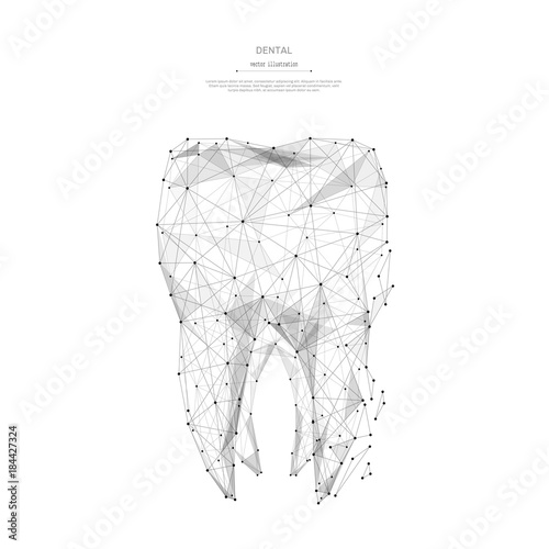 Abstract mash line and point tooth low poly origami on white background with an inscription. Starry sky or space, consisting of stars and the universe. Vector health illustration
