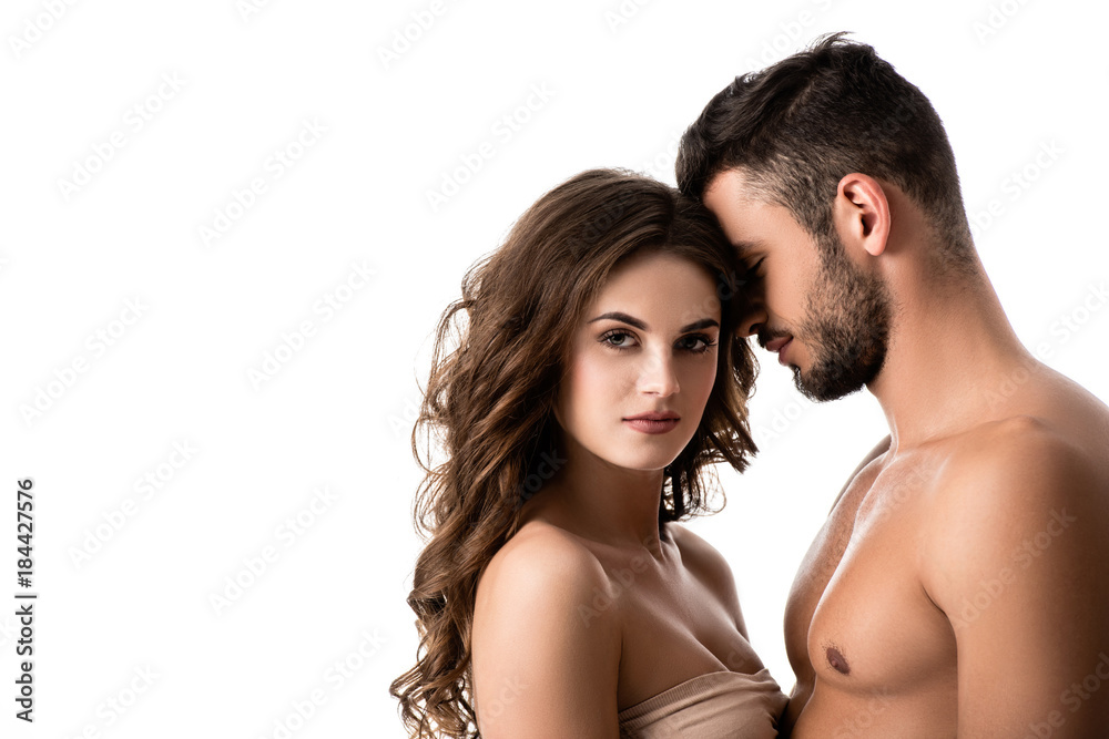 acctractive sensual couple isolated on white