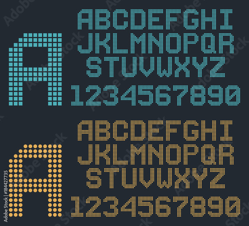 retro pixel font, dot type