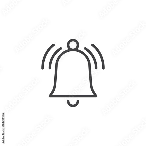 Fotografie, Obraz Ringing bell line icon, outline vector sign, linear style pictogram isolated on white