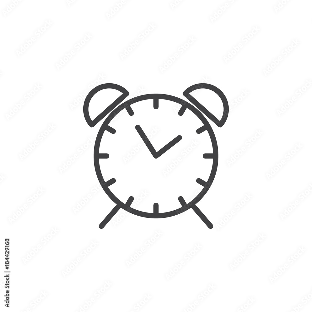 Alarm clock line icon, outline vector sign, linear style pictogram isolated on white. Symbol, logo illustration. Editable stroke Alarm clock line icon, outline vector sign, linear style pictogram isolated on white. Symbol, logo illustration. Editable stroke