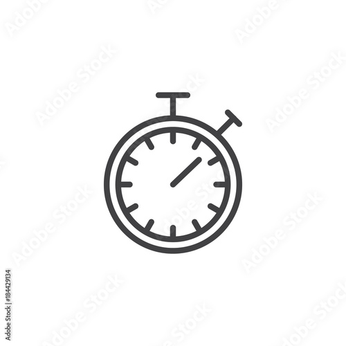 Stopwatch line icon, outline vector sign, linear style pictogram isolated on white. Timer symbol, logo illustration. Editable stroke