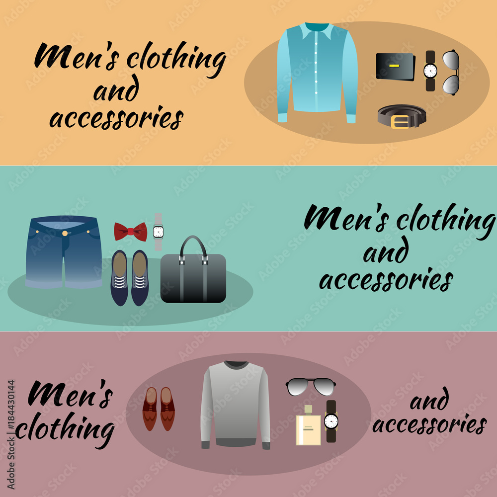 Fotografie Three colored men accessories with men clothing