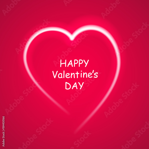 Happy Valentines Day greeting card. I Love You. 14 February. Holiday background with hearts with arrow, light, stars on pink backgraund. Vector Illustration © denzelll