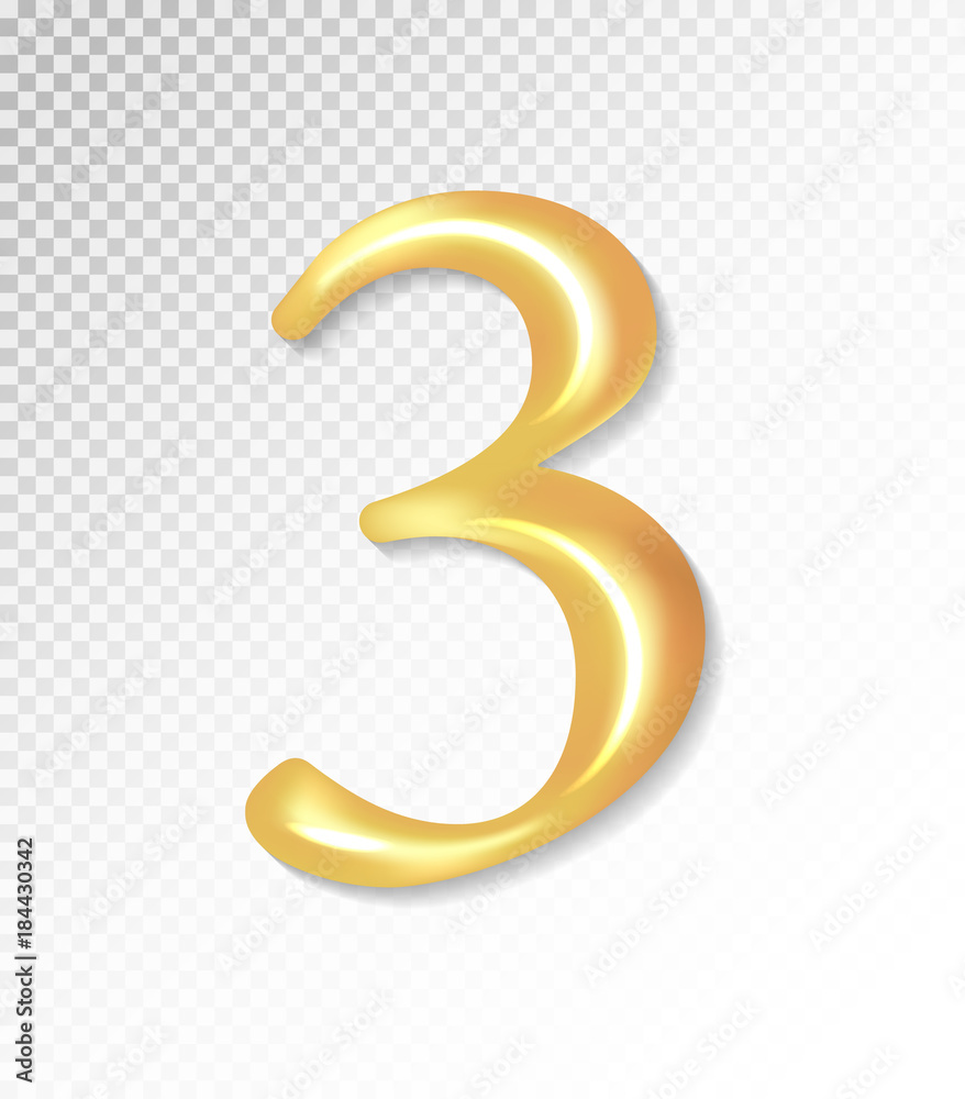 Vector 3d matt golden number collection - three, 3. Eps 10 using mesh. Vector 3d matt golden number collection - three, 3. Eps 10 using mesh.