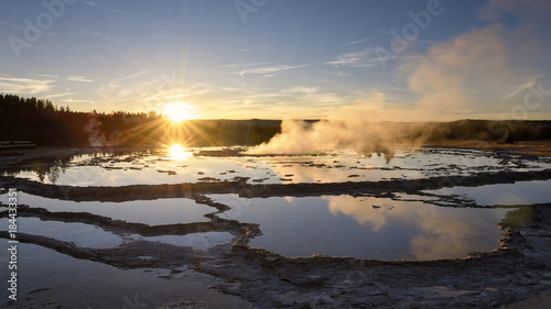 Great Fountain Geyser at sunset