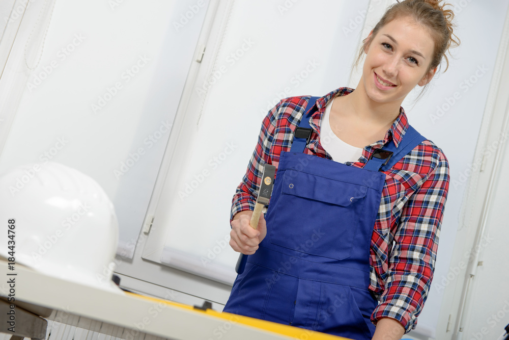 Woman doing DIY work at home