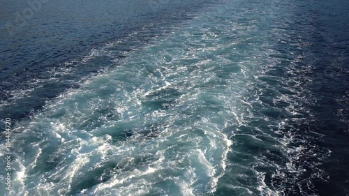 Trail on sea surface behind a ship