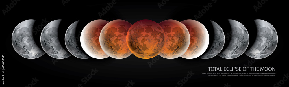 Fototapeta premium Total Eclipse of the Moon Vector illustration