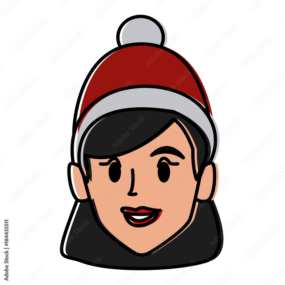 Fototapeta premium Young woman with winter hat cartoon