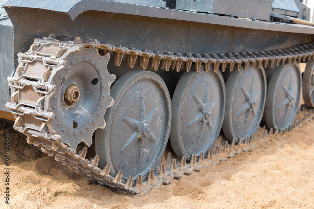 The wheels of the tank during the second world war.