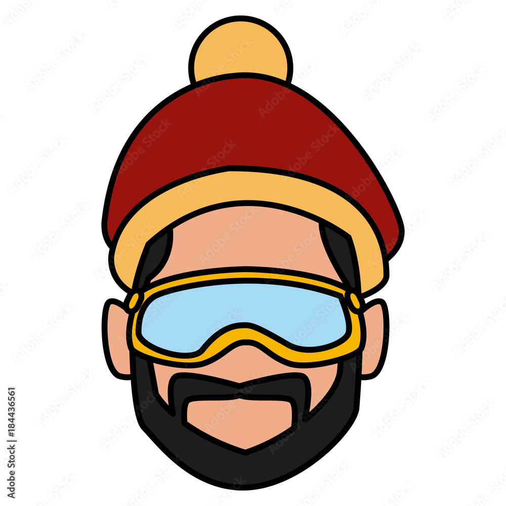 Obraz premium Man with winter googles face