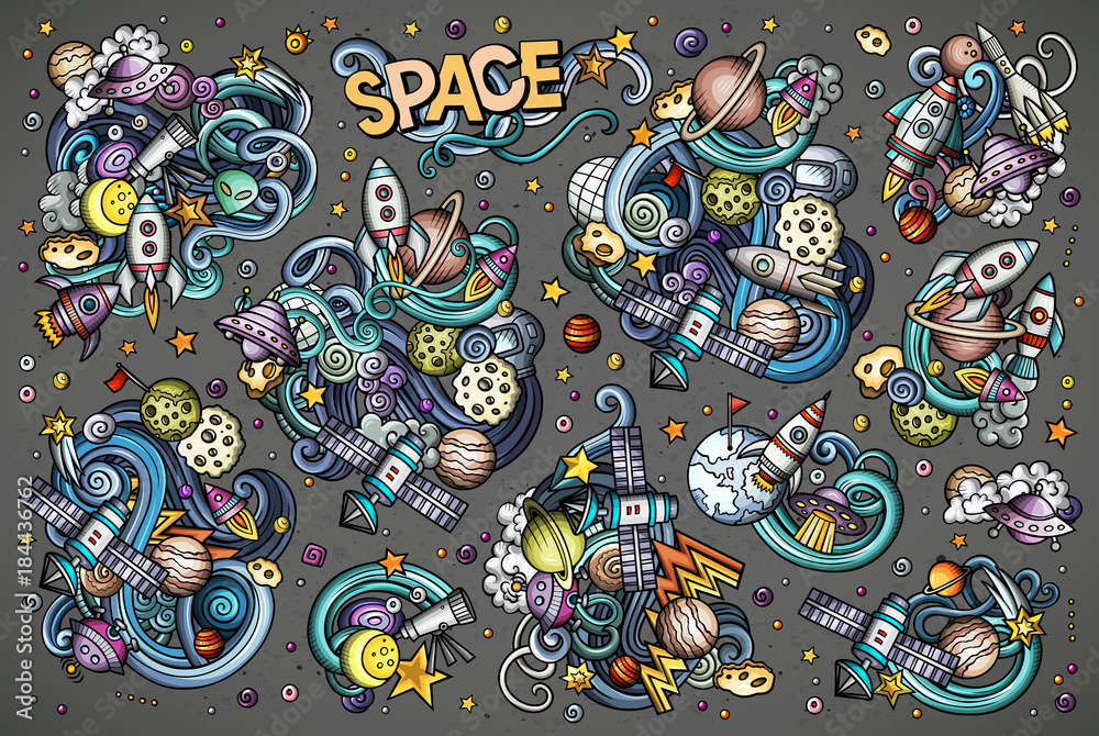 Vector set of space combinations of objects and elements Vector set of space combinations of objects and elements