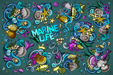 Vector set of sealife combinations of objects and elements