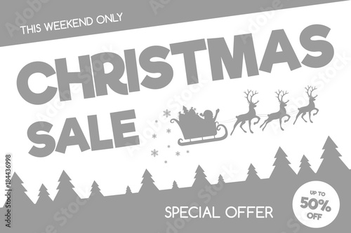 Christmas Sale banner in retro style. Vector. 