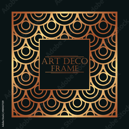 Vintage retro frame in Art Deco style. Template for design. Vector illustration.