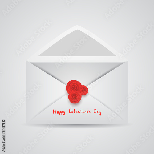 Free Download Open envelope with red rose - GFXLoad