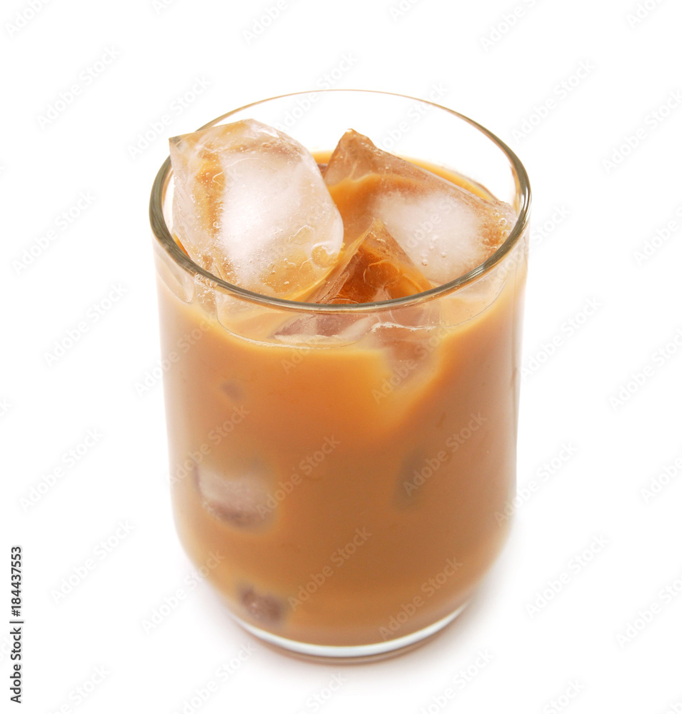cold fresh ice coffee with chocolate close up