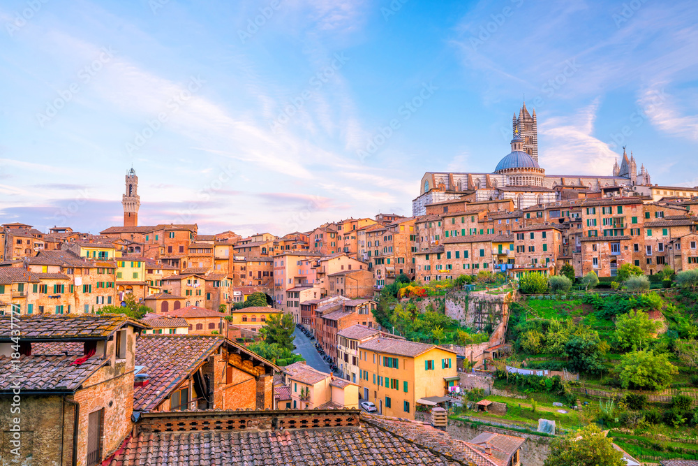 Downtown Siena skyline in Italy