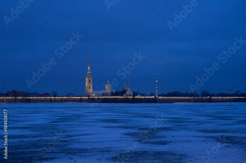 Winter dawn in St. Petersburg. View of the Peter and Paul fortress © София Дудова