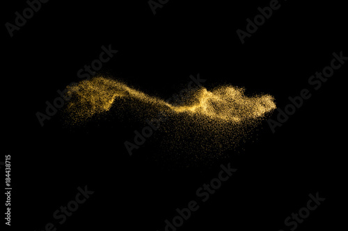 Wallpaper Mural Yellow sand explosion isolated on black background. Abstract sand cloud. Yellow sand splash agianst on dark background. Sandy fly wave in the air. Torontodigital.ca