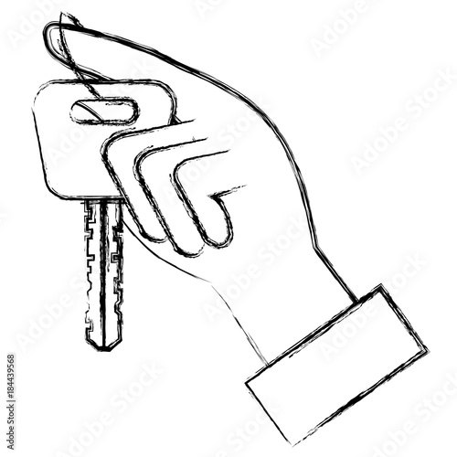 hand with car key isolated icon vector illustration design
