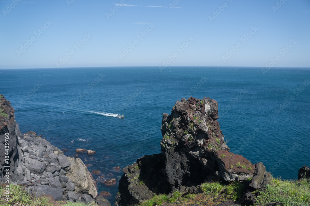 View of Sanbangsan and Brother Island in Jeju View of Sanbangsan and Brother Island in Jeju