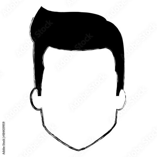 young man head avatar character vector illustration design