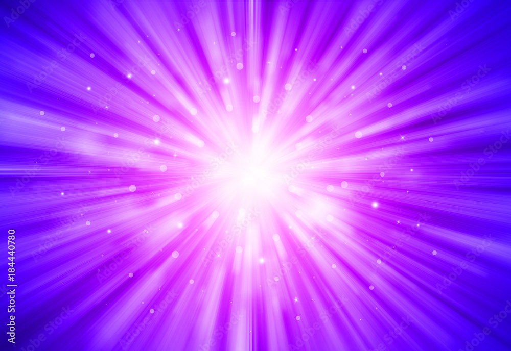 Fototapeta premium Purple glitter sparkles rays lights bokeh festive elegant abstract background.