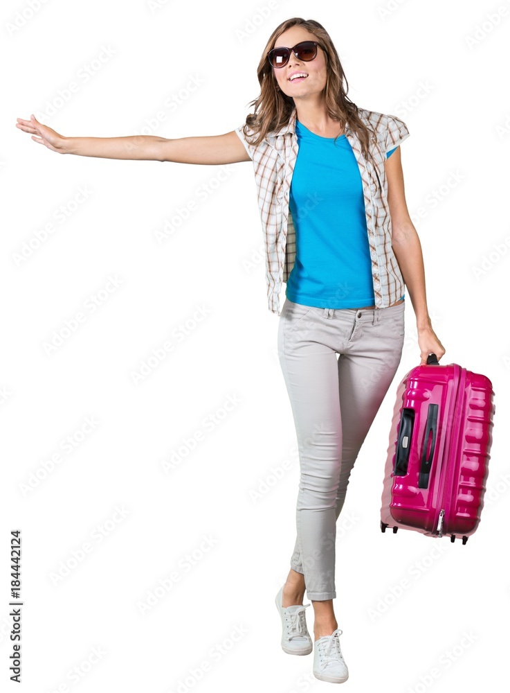 young girl with a suitcase young girl with a suitcase