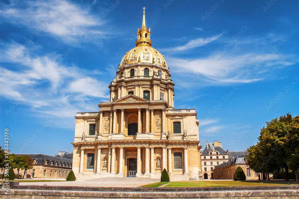 Church of the House of Disabled, Paris, France. Les Invalides is complex of museums and monuments in Paris military history of France. tomb of Napoleon Bonaparte