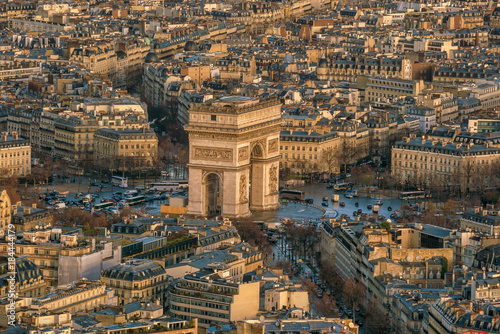 Famous Champs-Elysees and Arc de Triomphe in Paris