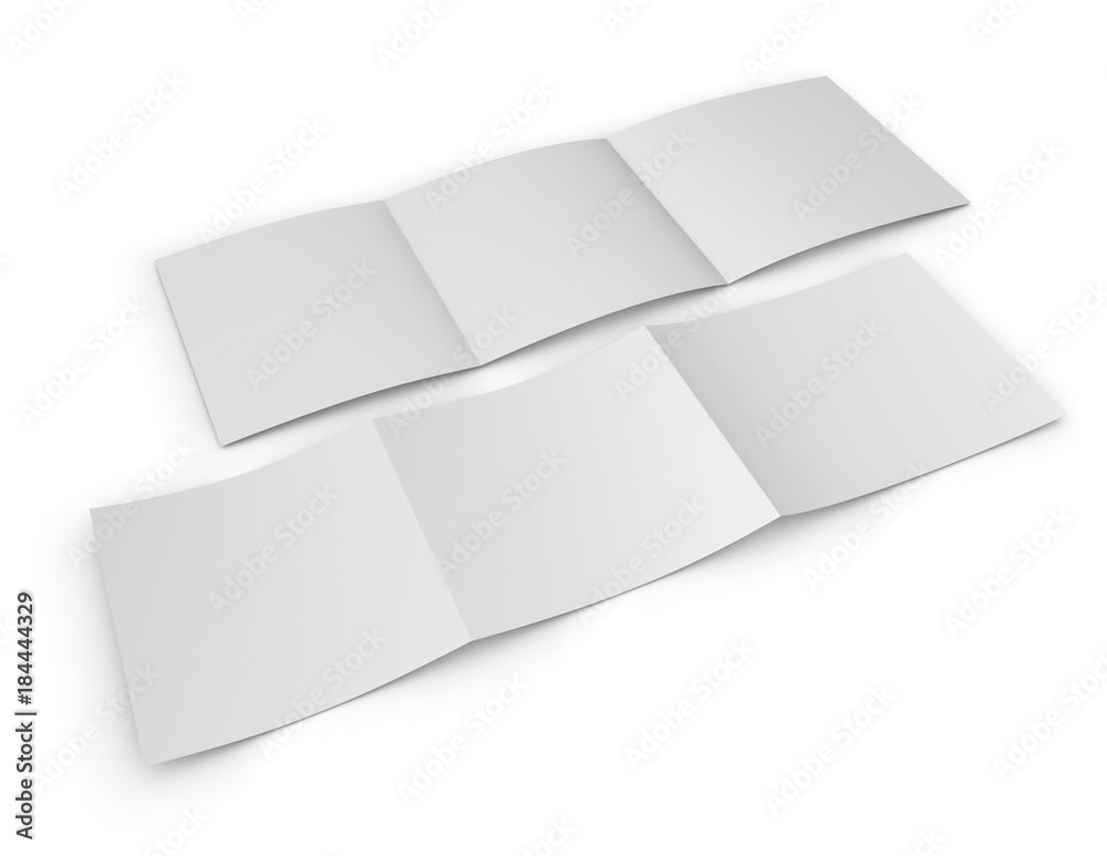 Two trifold square pages brochures mock up with space for front and back side. Two trifold square pages brochures mock up with space for front and back side.