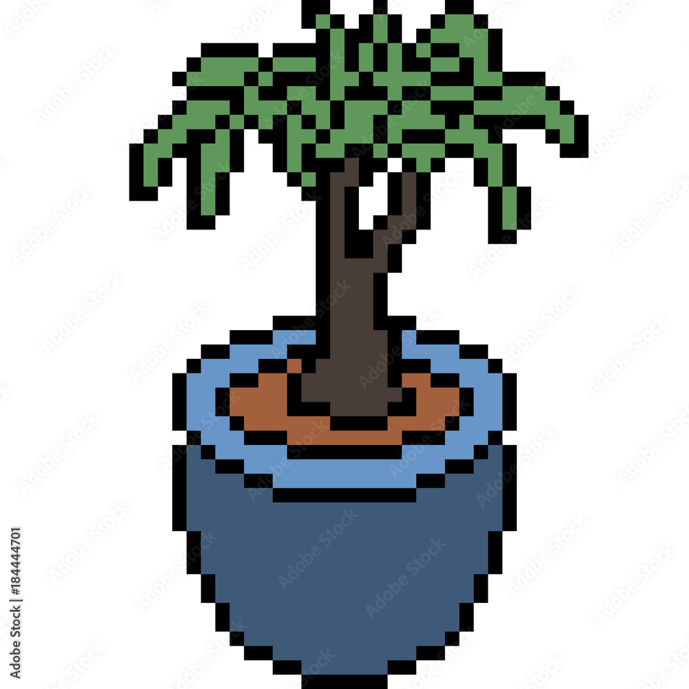 Obraz premium vector pixel art plant pot