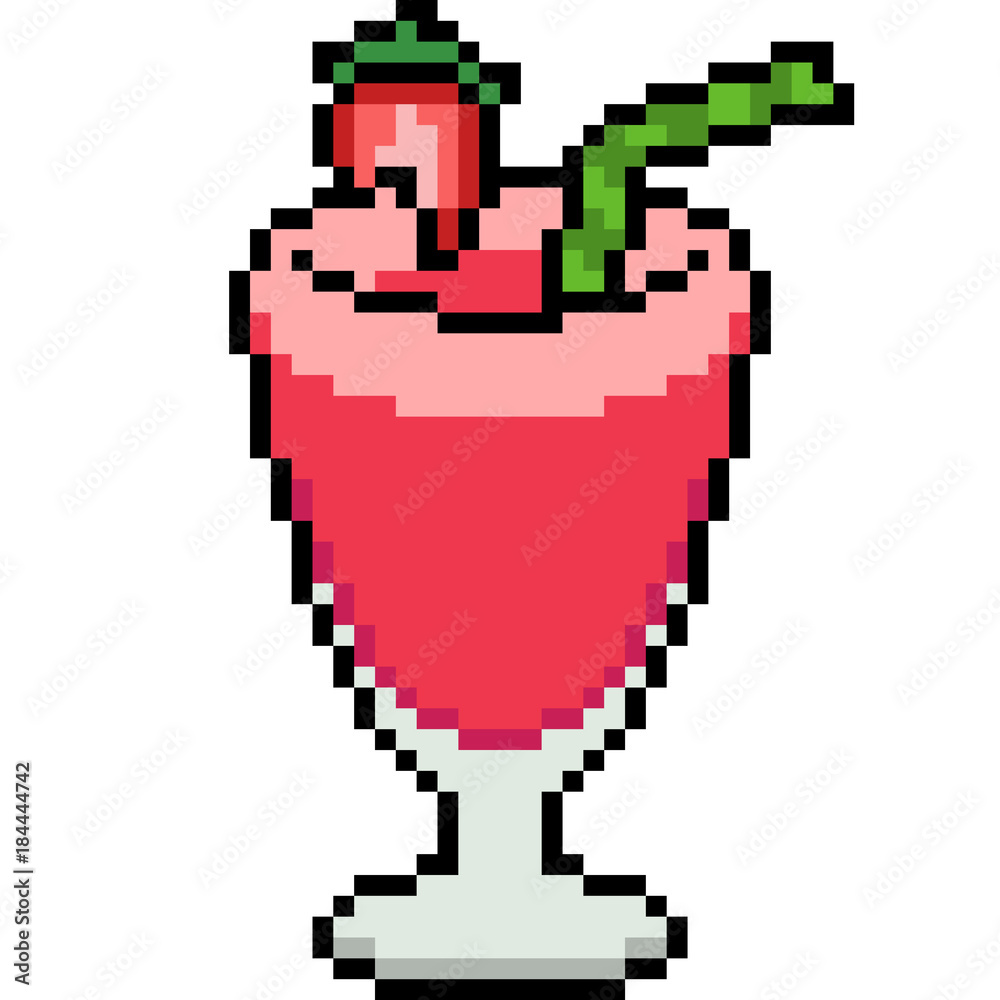 Obraz premium vector pixel art strawberry juice