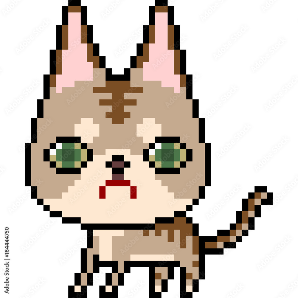 vector pixel art cat