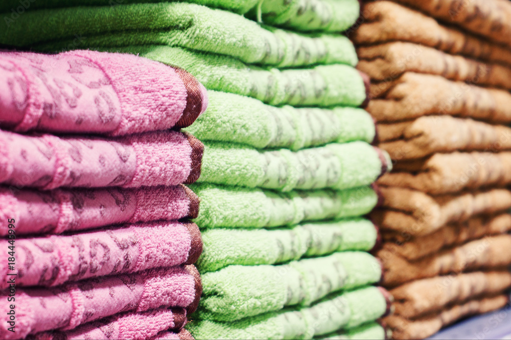 towels on the shelf in the store