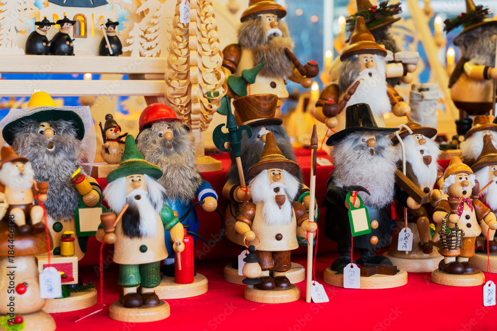 Christmas market kiosk details, german tradiotional Smokers Christmas and Winter Figures