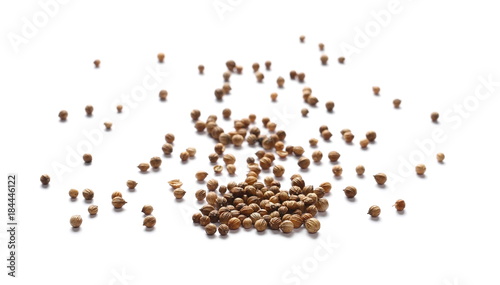 Heap Coriander Seeds isolated on white 